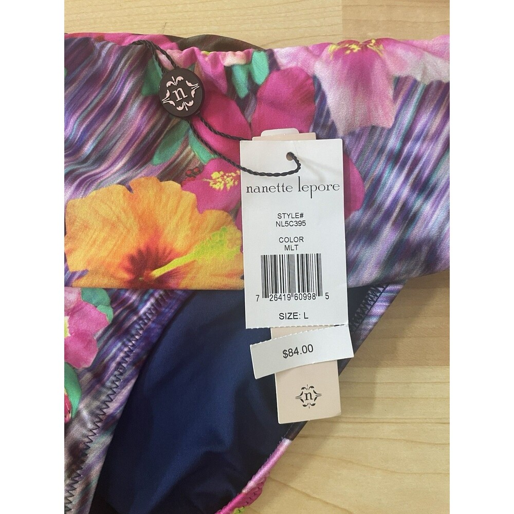 NWT Nanette Lepore Swimsuit Bikini Bottom Size Large Floral - Picture 4 of 7